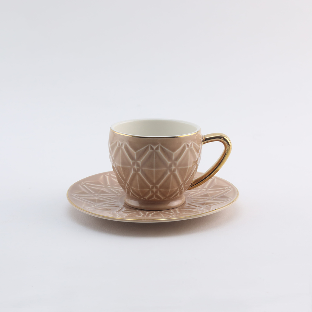 Decopor Light Brown 6/6 coffee cup and saucer 75 ml RS-1717