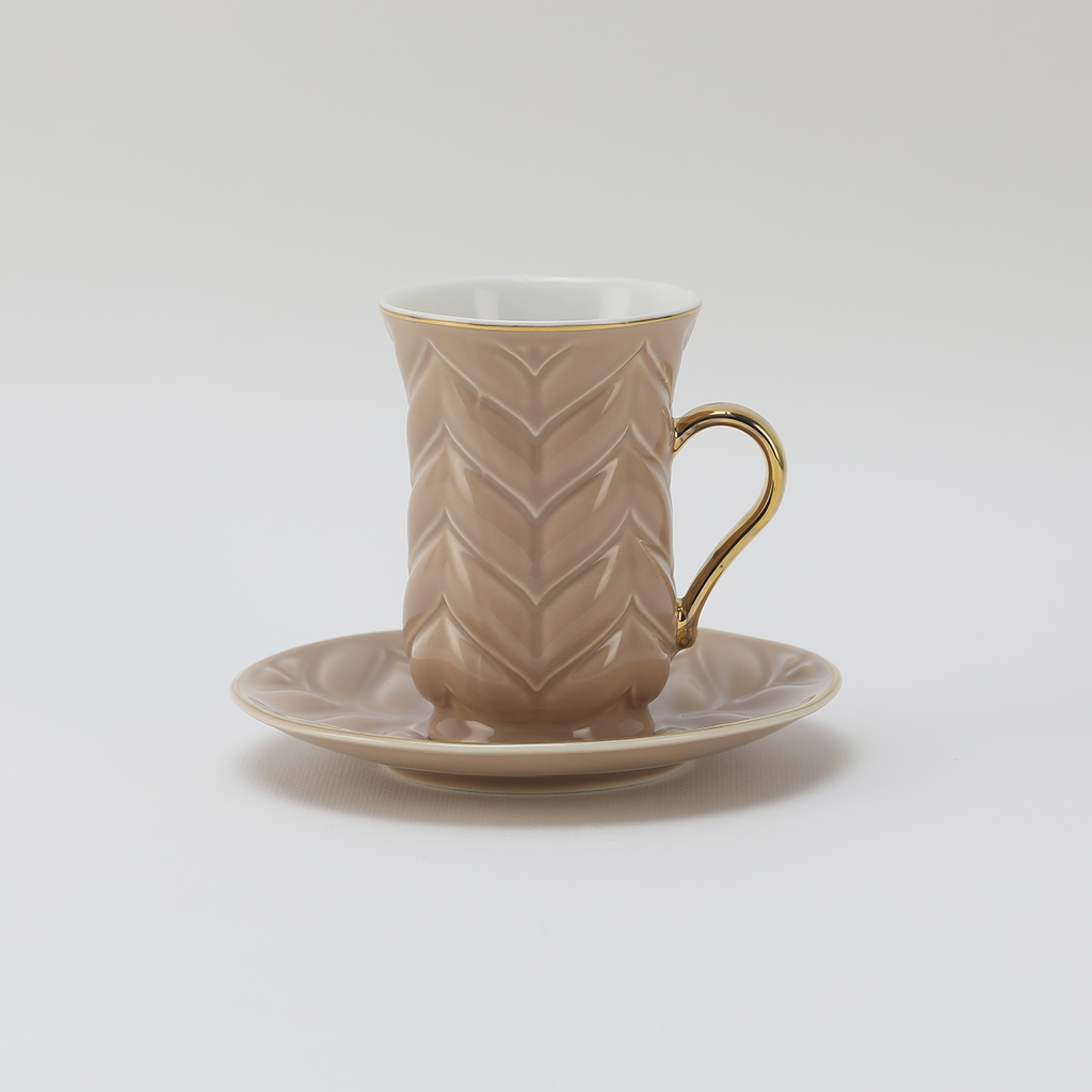 Decopor Light Brown 6/6 Tea cup and saucer 100 ml RS-1919
