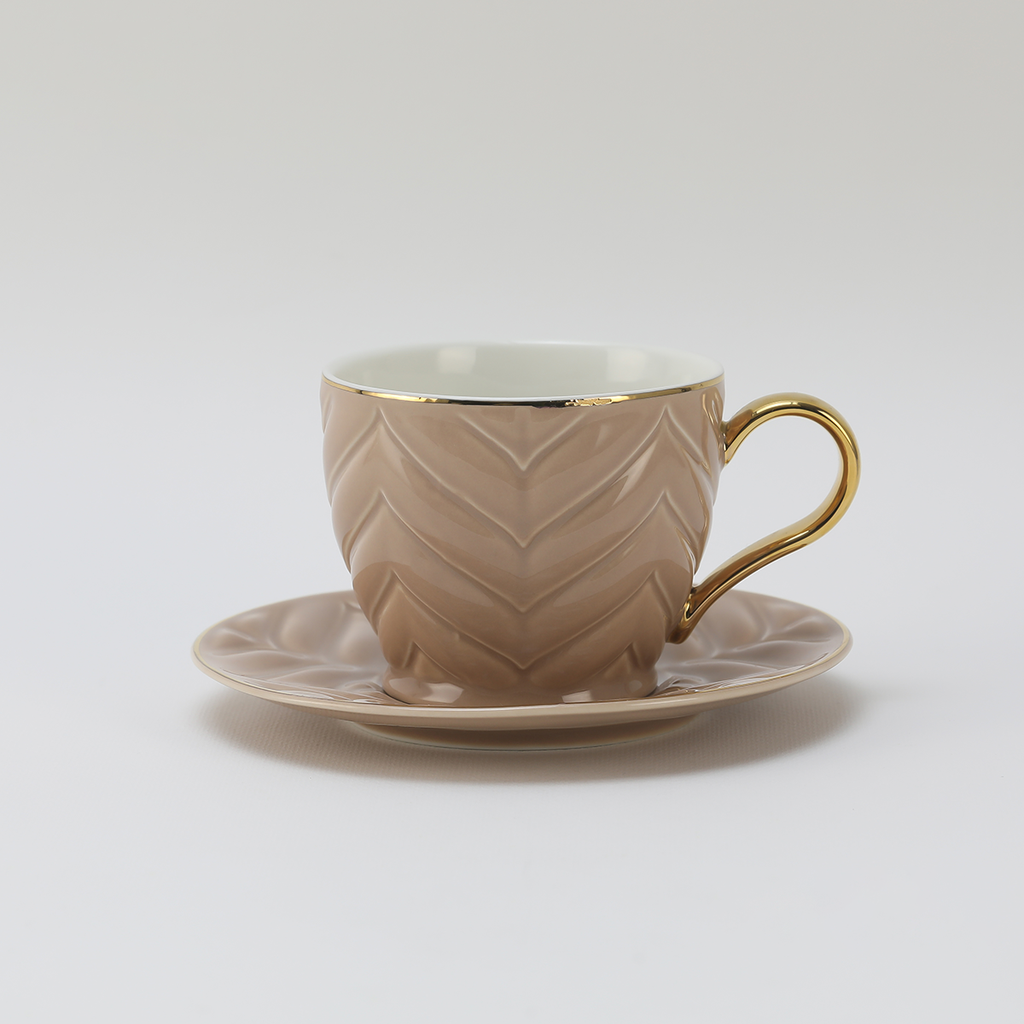 Decopor Light Brown 6/6 Milk cup and saucer 200 ml RS-1919