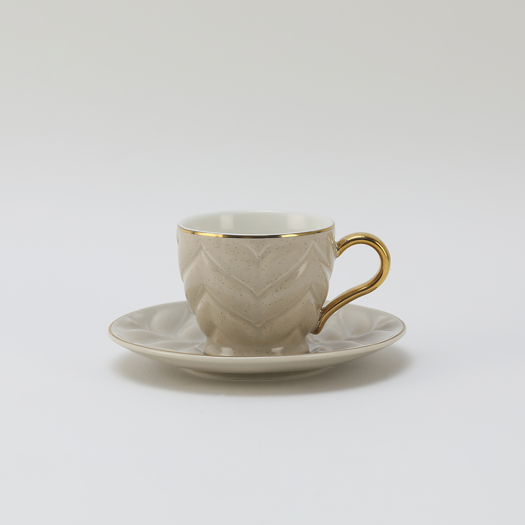 Decopor Dotted White 6/6 coffee cup and saucer 75 ml RS-1919