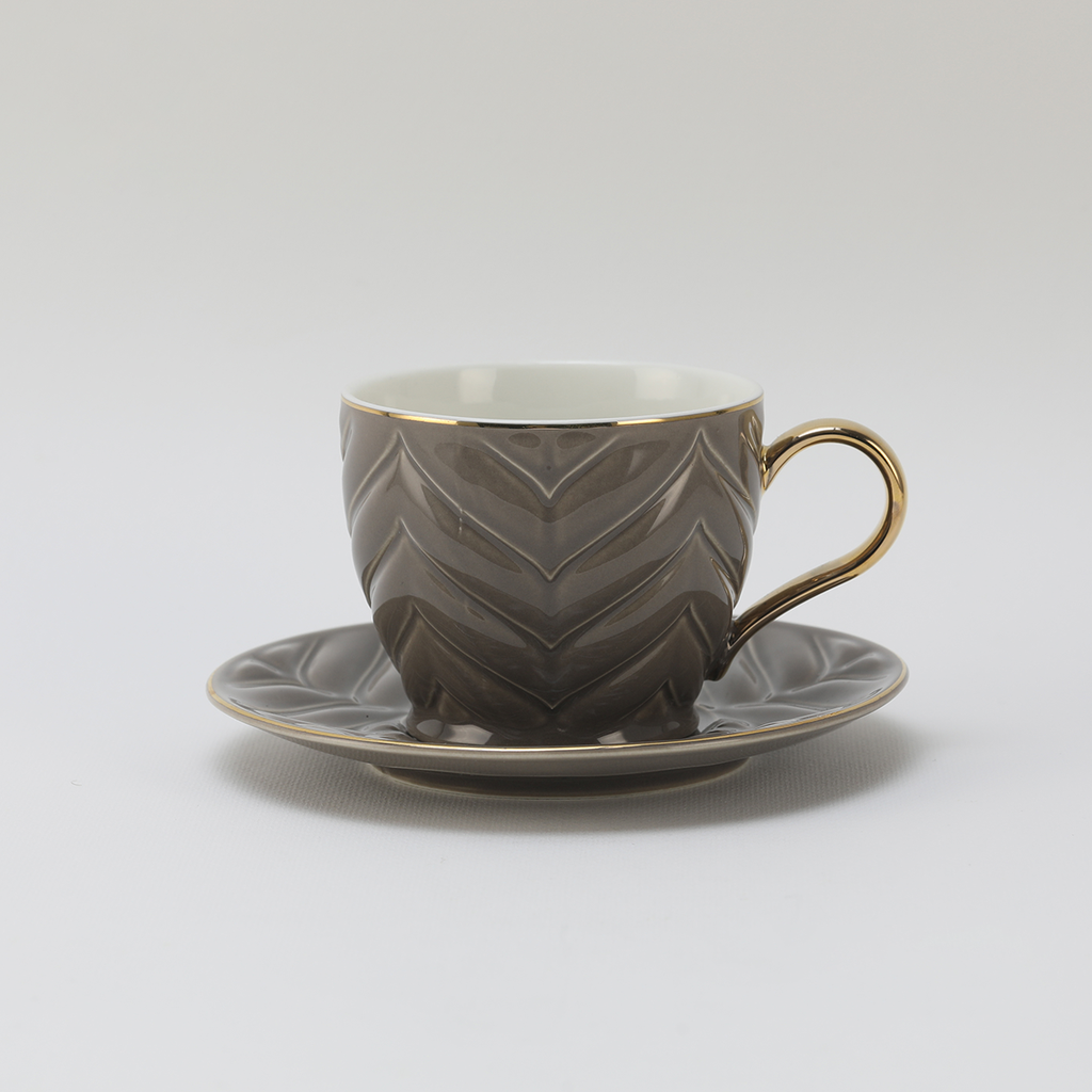 Decopor Smoky Grey 6/6 Milk cup and saucer 200 ml RS-1919