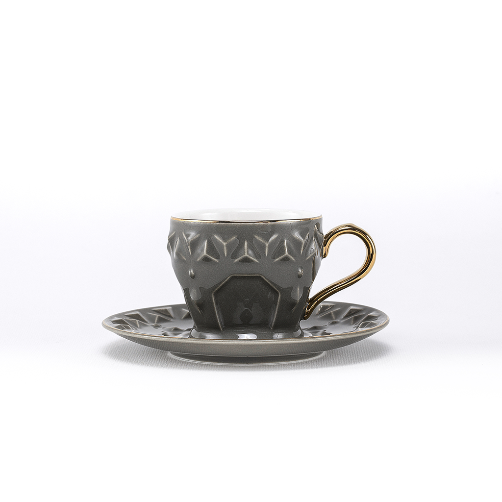 Decopor Dark Grey 6/6 coffee cup and saucer 75 ml RS-2121