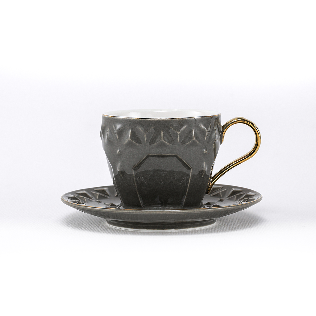 Decopor Dark Grey 6/6 Milk cup and saucer 200 ml RS-2121