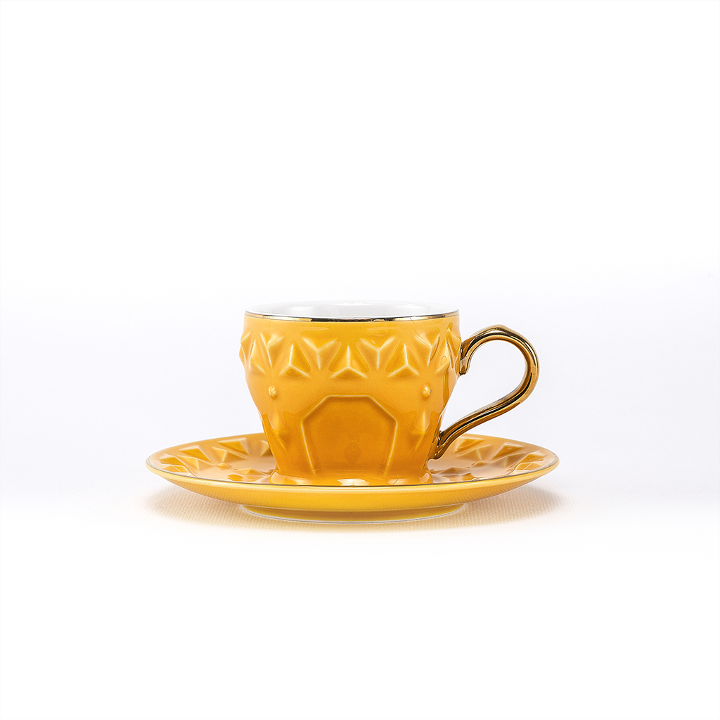 Decopor Turmeric Yellow 6/6 coffee cup and saucer 75 ml RS-2121