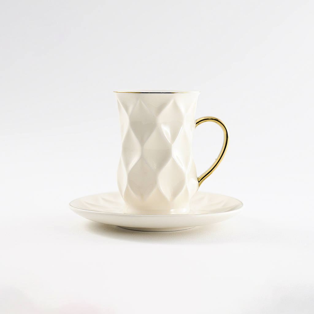 Decopor Creamy White 6/6 Tea cup and saucer 100 ml RS-2323