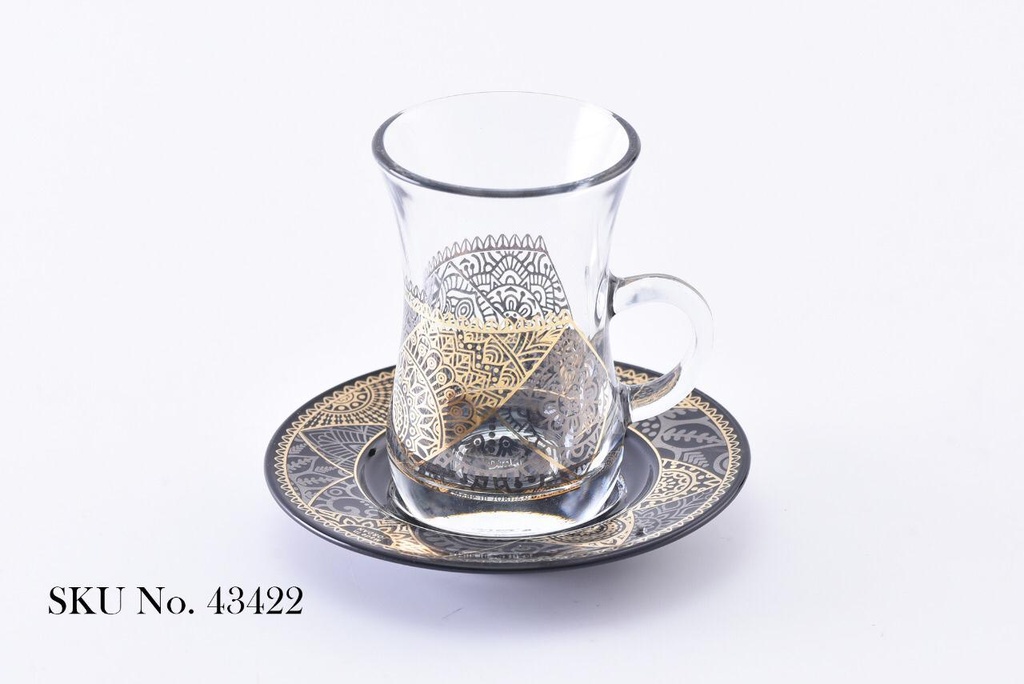 6+6 tea glass and saucer set 12pcs / 43422