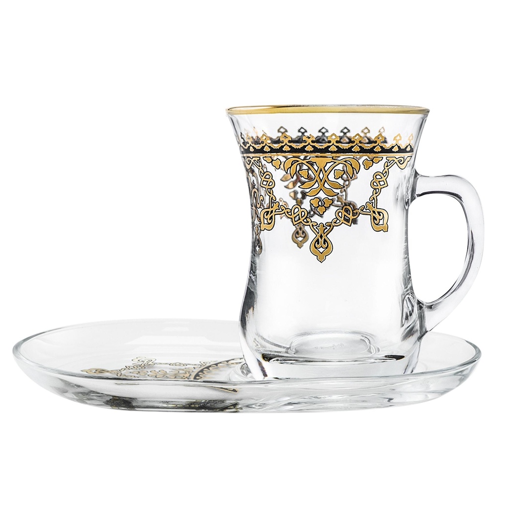 Glass Mug & Saucer Set 4Pcs / 43487