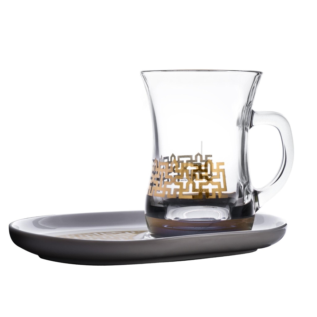 Glass Mug and Plate 4 Pcs Set / 47022