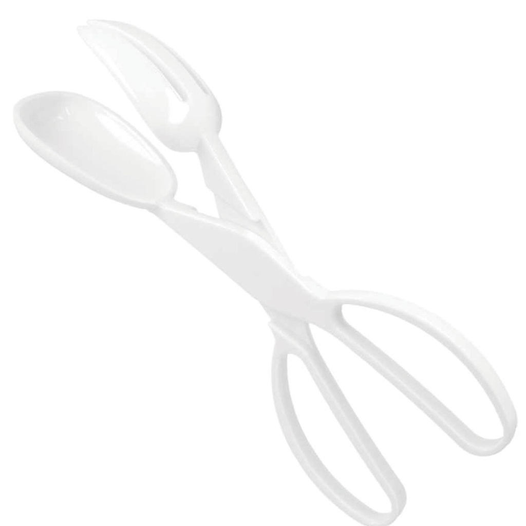 Metaltex Plastic Salad Tongs with Servers Primavera White 6" / 253029