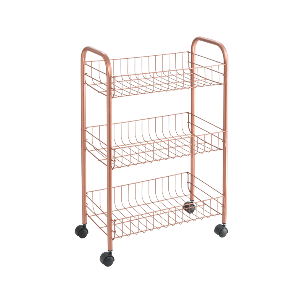 Metaltex Steel 3 Tier Rolling Cart Lugano Copper / 344403