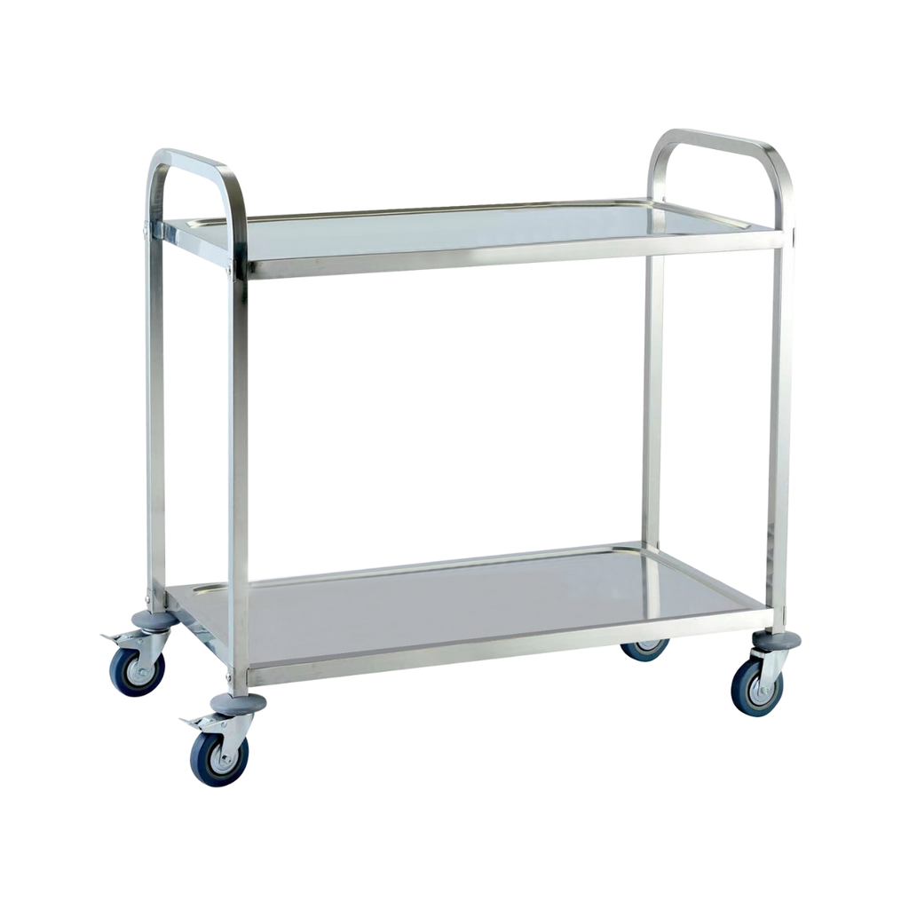 Jiwins 2-Tier Stainless Steel Serving Trolley Square Tube 100 kg / JW-TS285