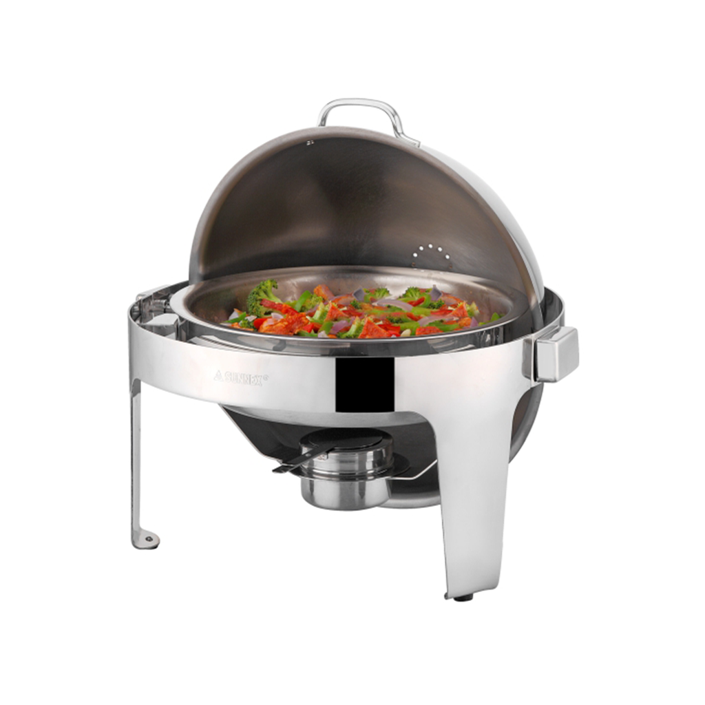 Sunnex Elite Stainless Steel Roll-Top Chafer Round 4 Liter / X32521V