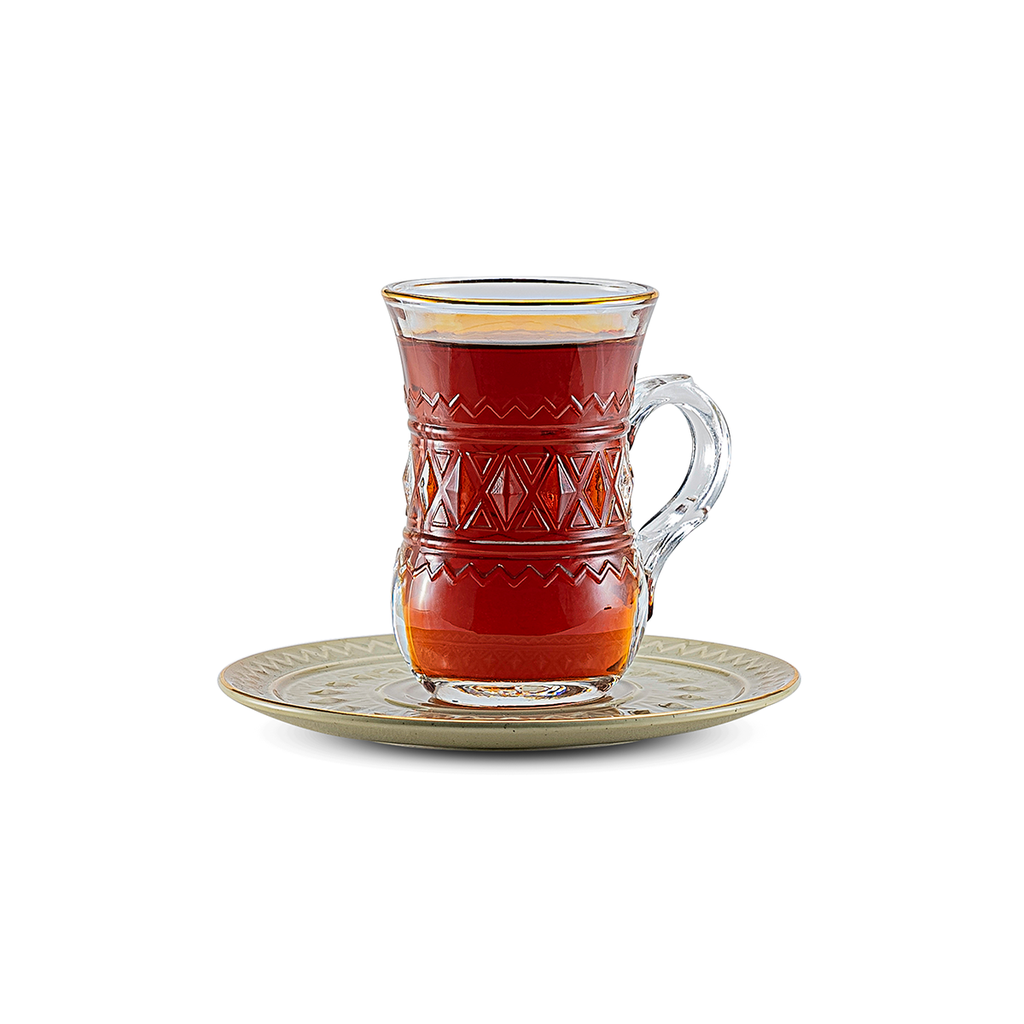 Rose Thermos RS-712 Set of 6 Piece Tea Cup and 6 Piece Saucers / 712-TEA-A30