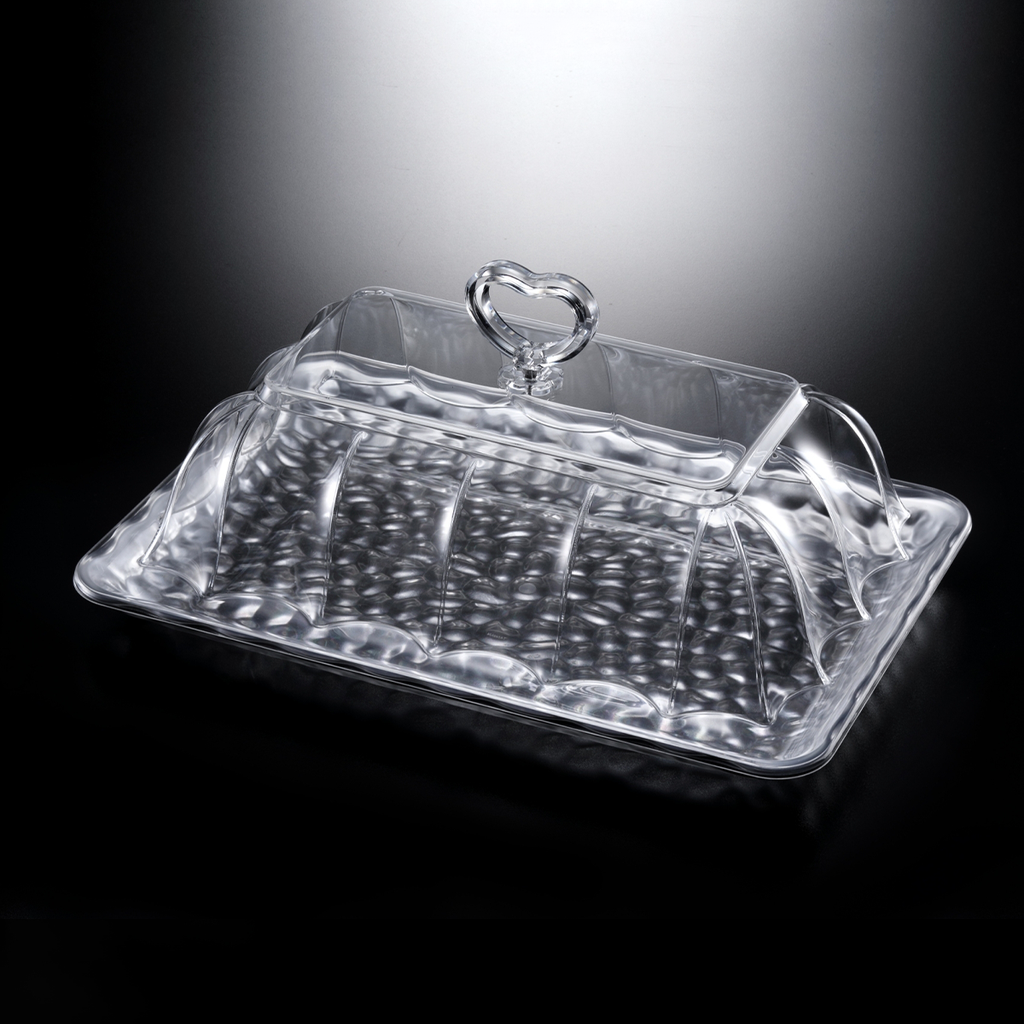 Vague Acrylic Rectangular Serving Set Silver