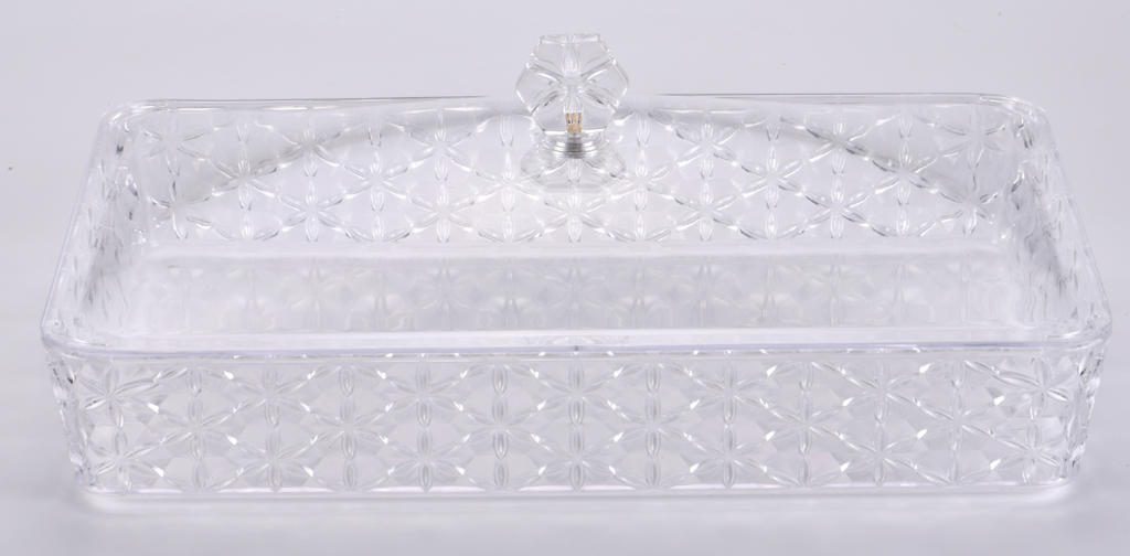 Vague Clear Rectangular Acrylic Candy Box 40.2 cm x 27.2 cm Daisy Pattern
