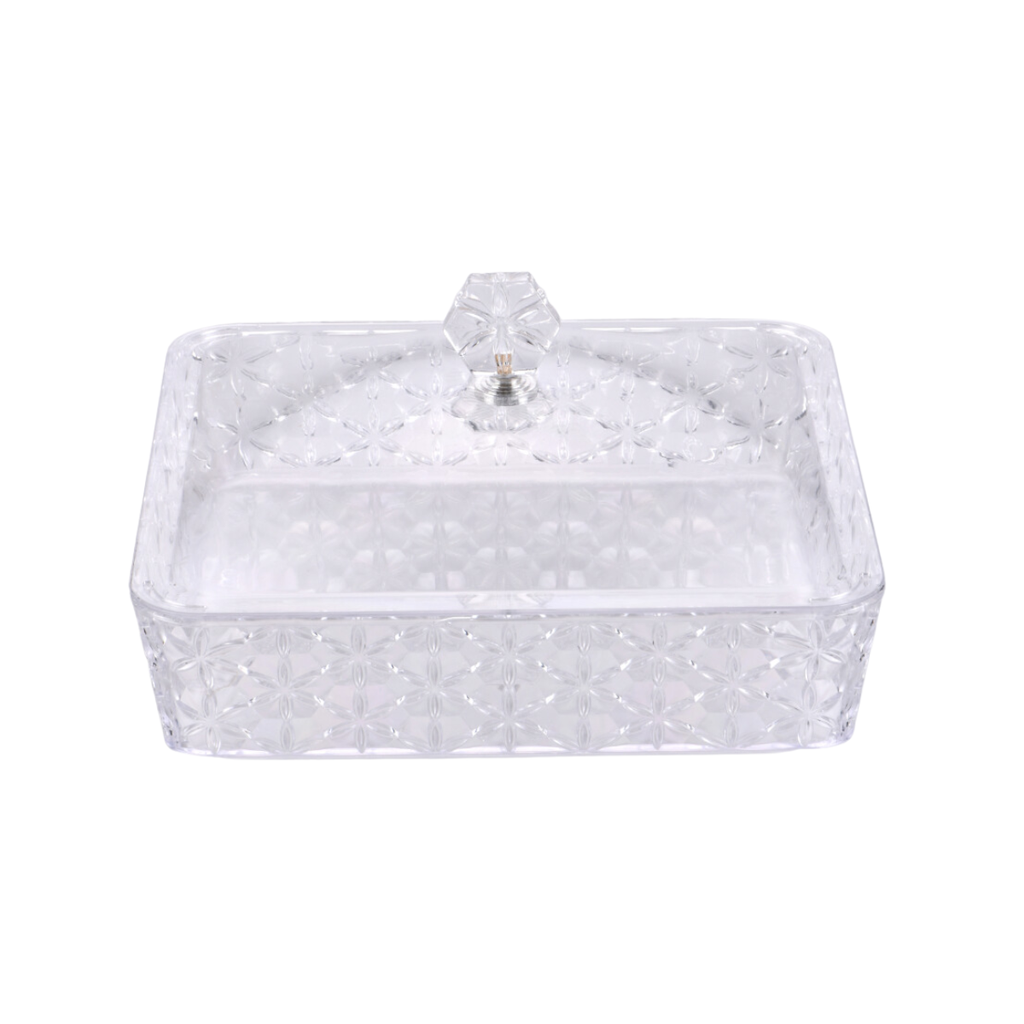 Vague Clear Square Acrylic Candy Box 22.2 cm x 22.2 cm Daisy Pattern