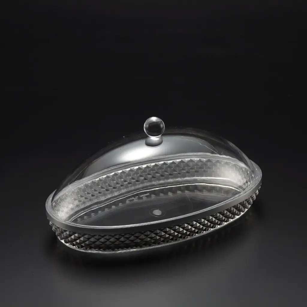 Vague Acrylic Diamond Silver Oval Dessert Set