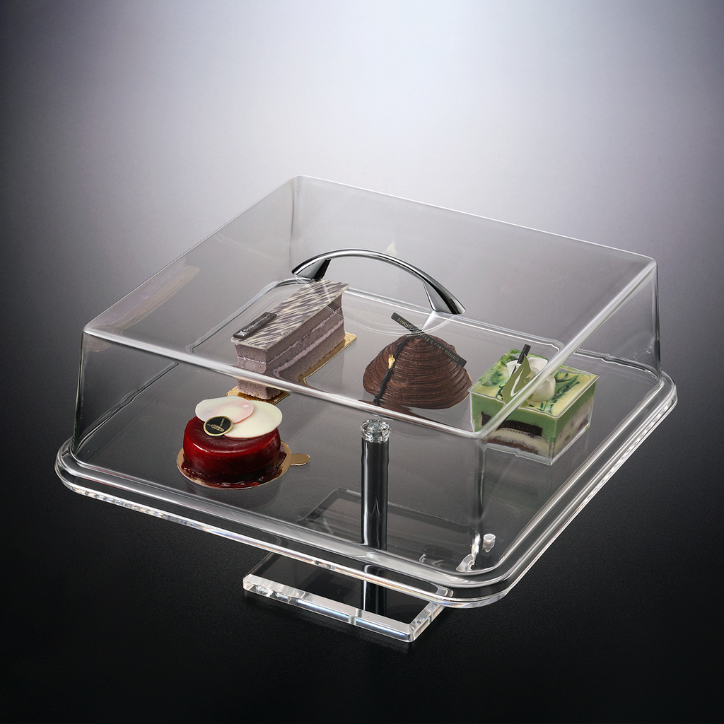 Vague Acrylic Square Cake Stand w/ Cover M