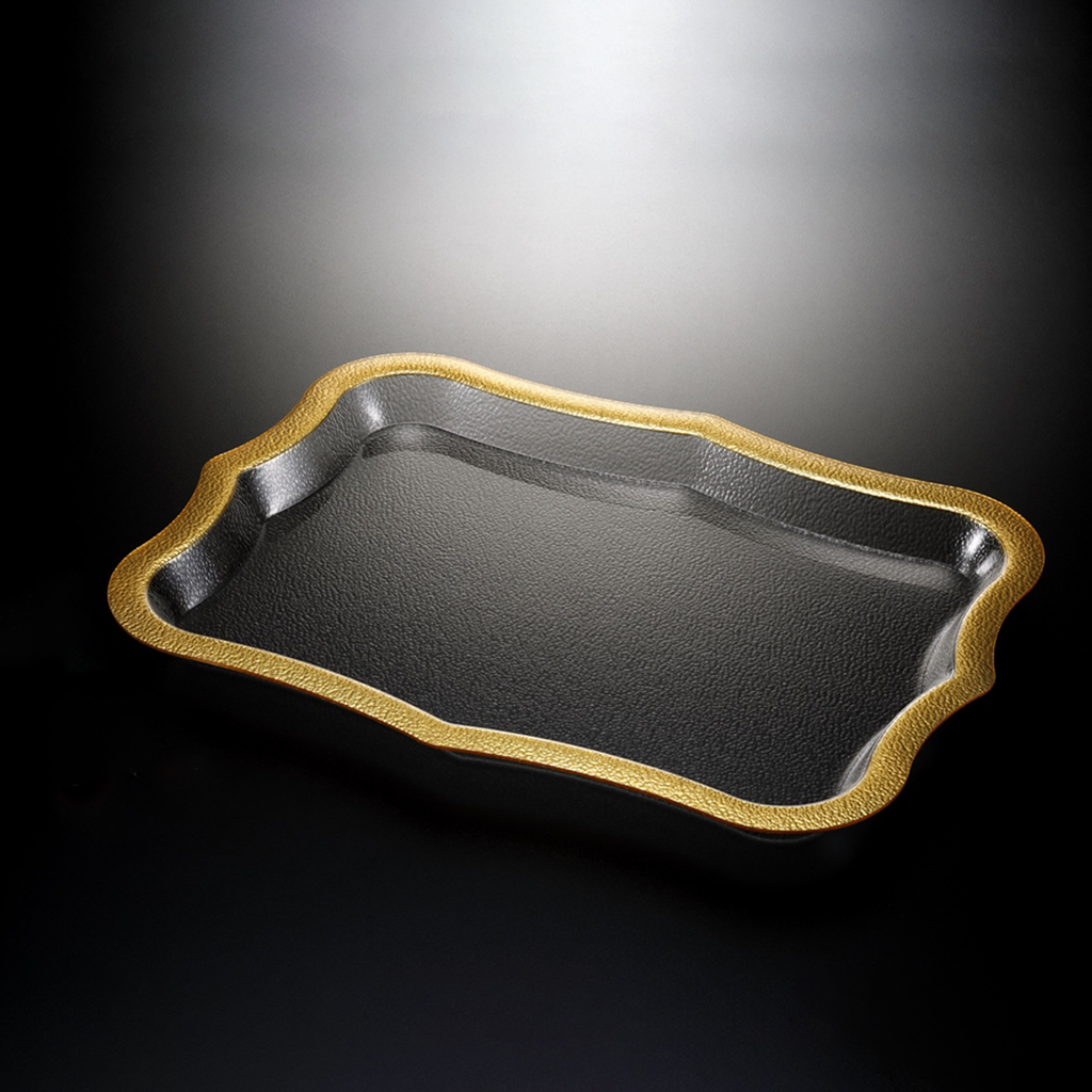 Vague Acrylic Traditional Tray Golden Rim 68 cm