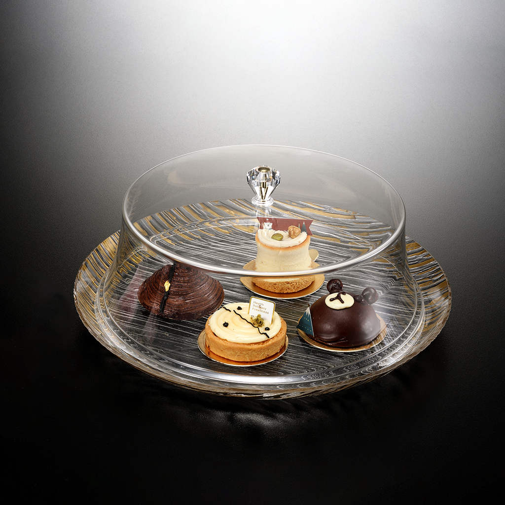 Vague Acrylic Round Cake Serving Set Gold 39 cm