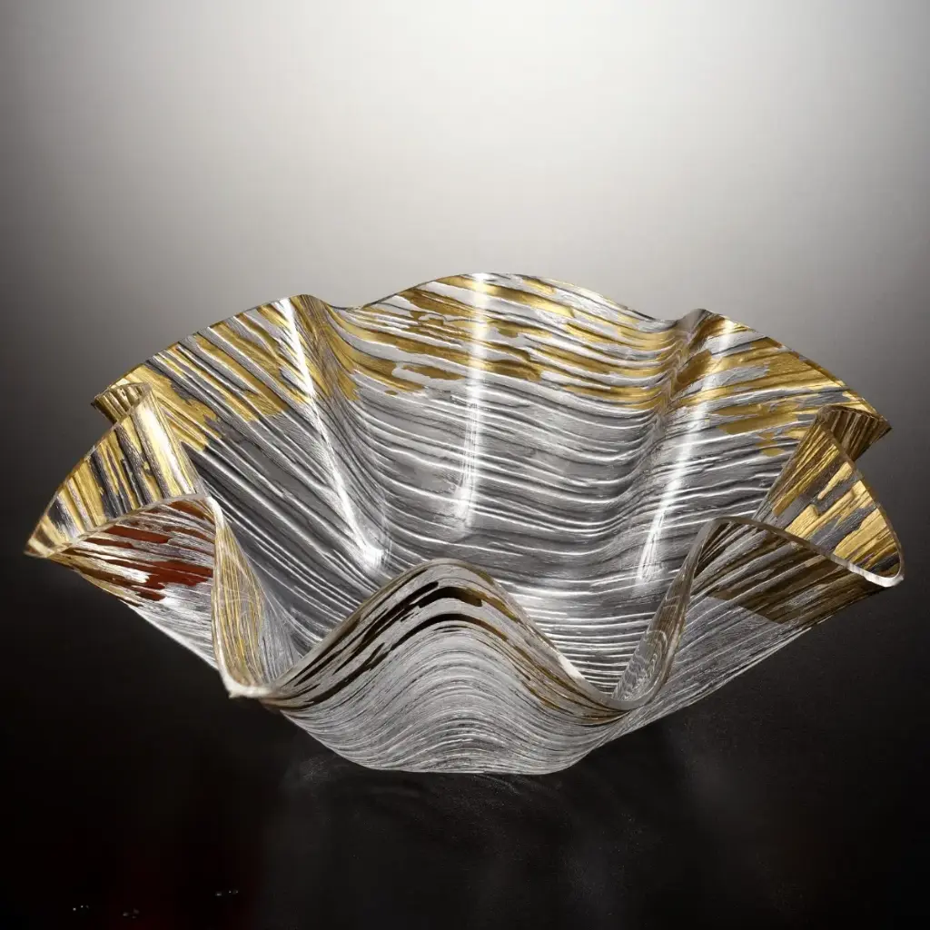 Vague Acrylic Flower Bowl Golden 34 cm