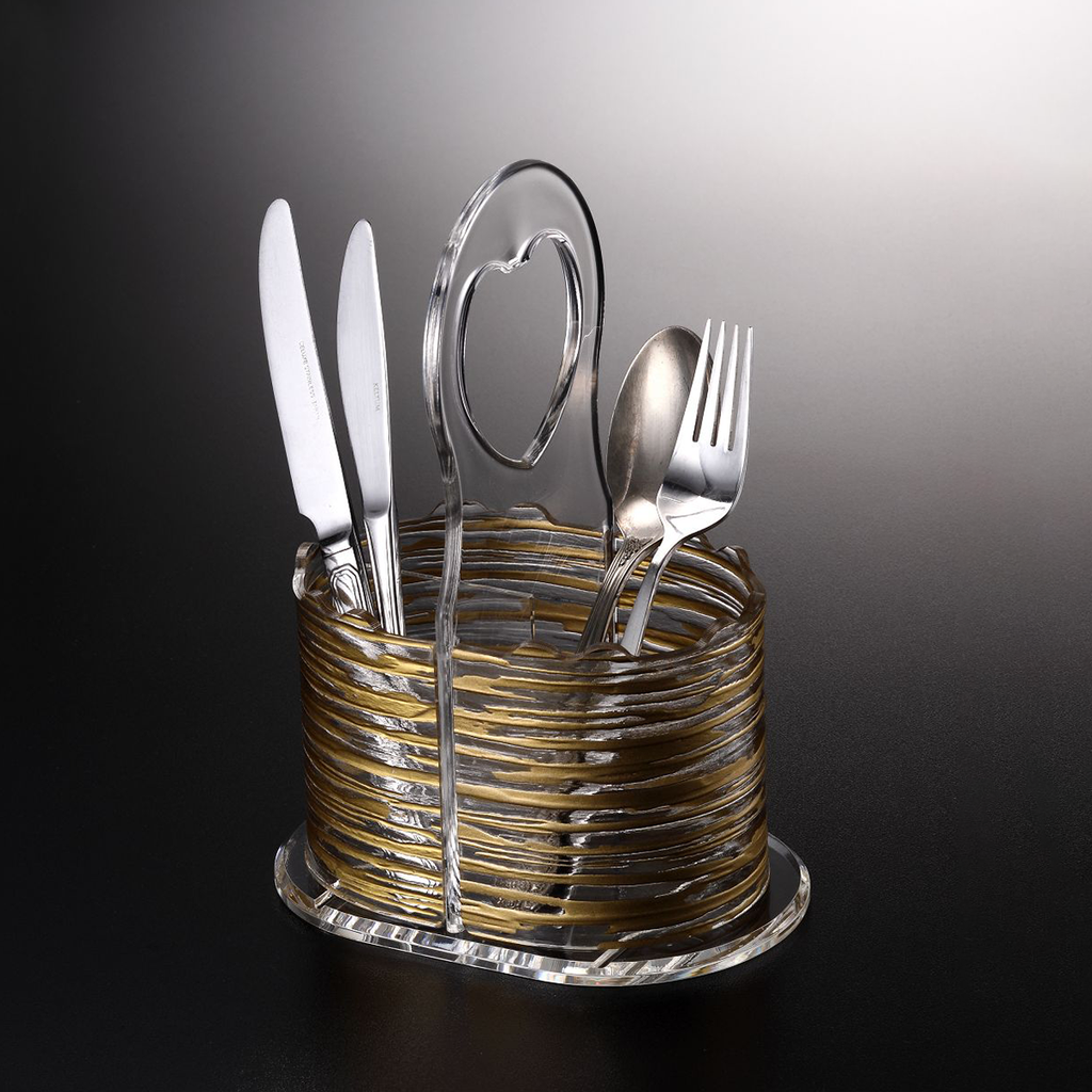 Vague Acrylic Cutlery Holder Bark Golden 25 cm