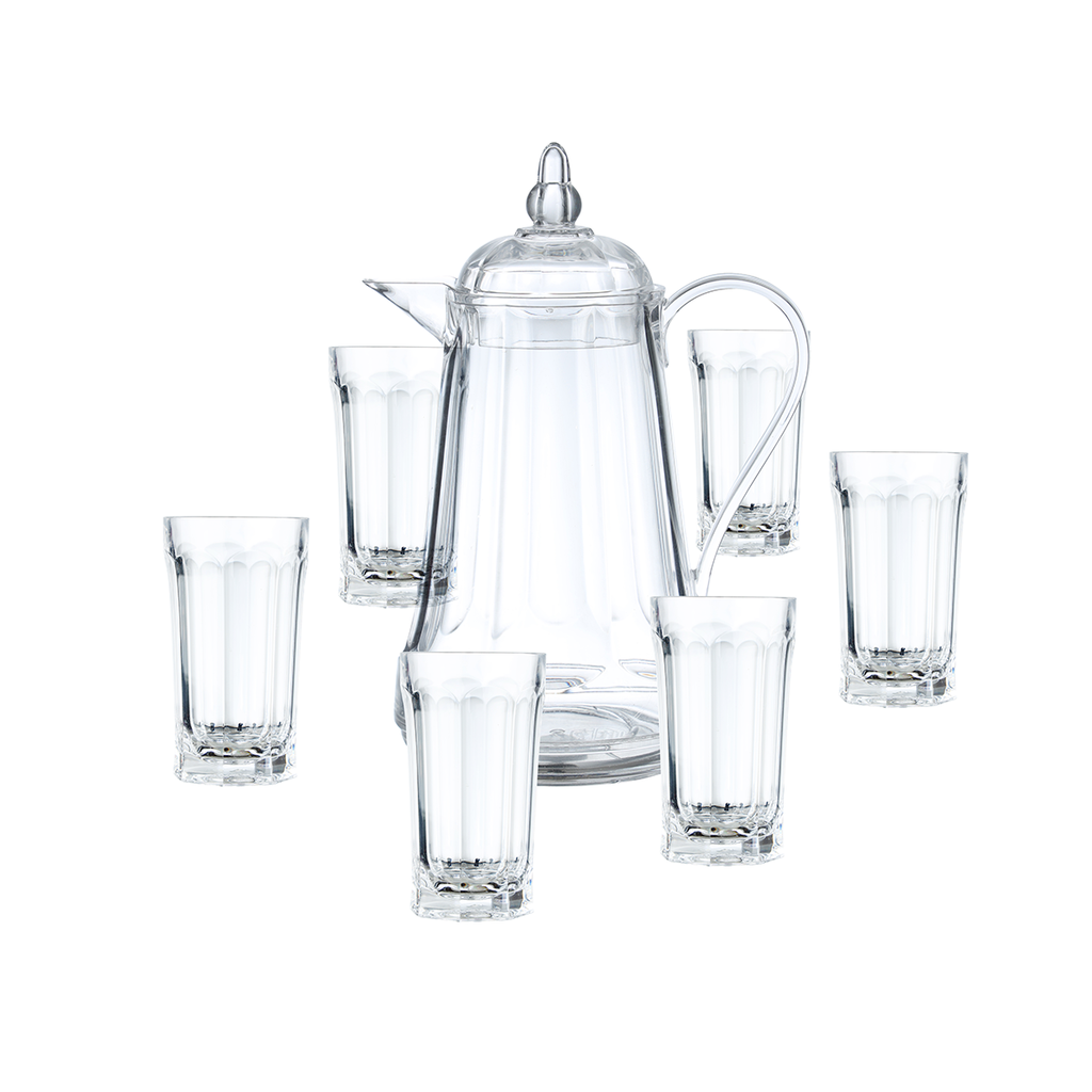 Vague Acrylic Transparent Acrylic Water Jug with6 Water Cups