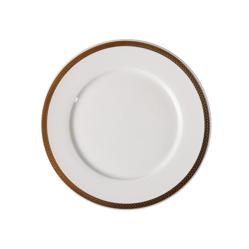 Porceletta VIP Ivory Porcelain Flat Plate with Gold Rim – 27 cm