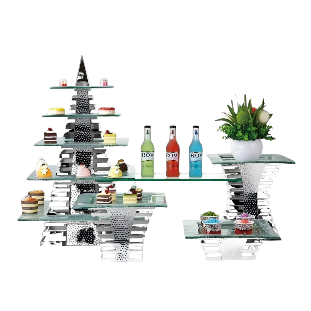 Vague 4 Layers Steel Stand with Glass Set