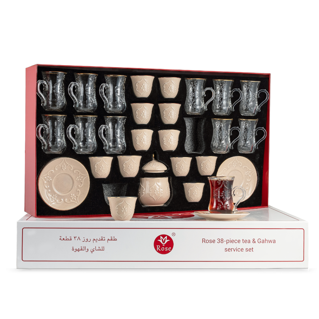 Rose Coffee & Tea 38 Pieces Serving Set Beige / 624-38-A15