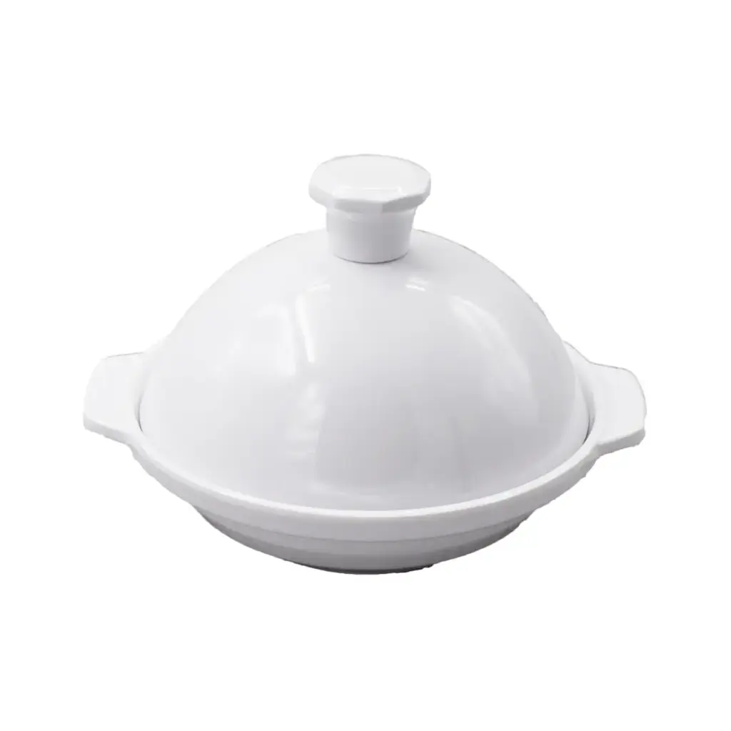 Vague Melamine White Round Thamer Bowl with Lid 8.5”
