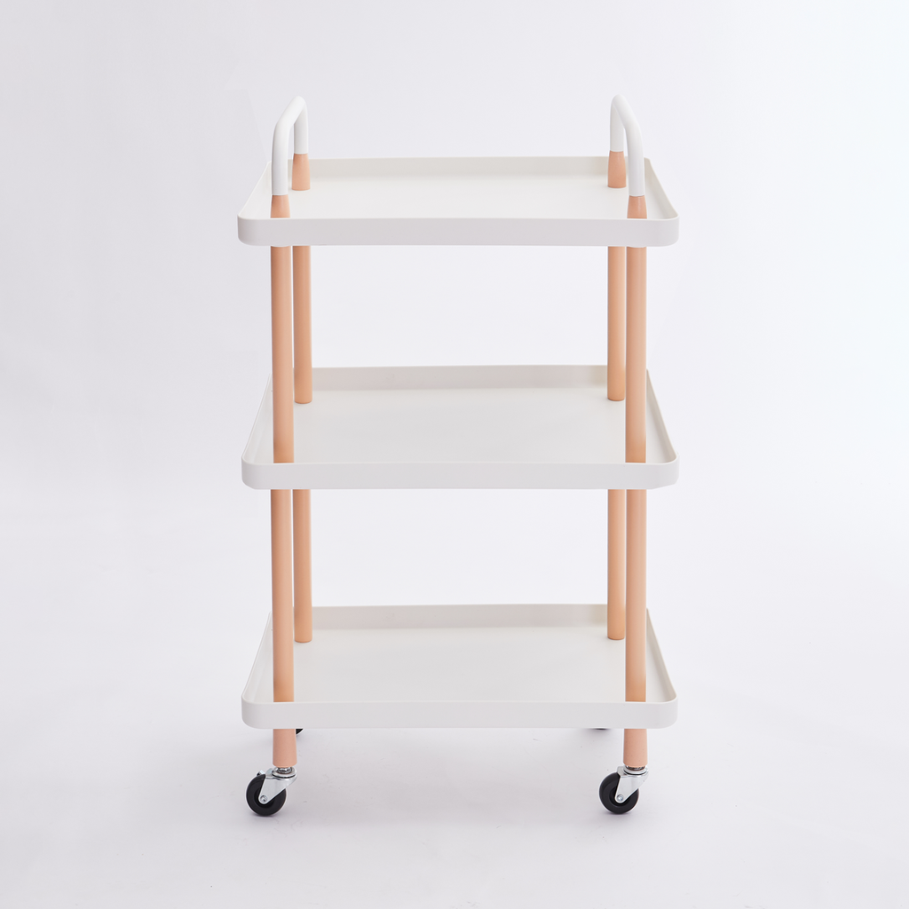 Vague Plastic Rect. 3 Tier Rolling Cart White