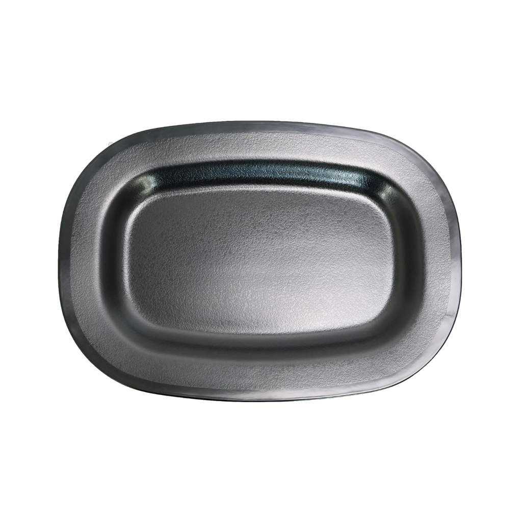 Vague Black Melamine Rec Oval Plate 10"