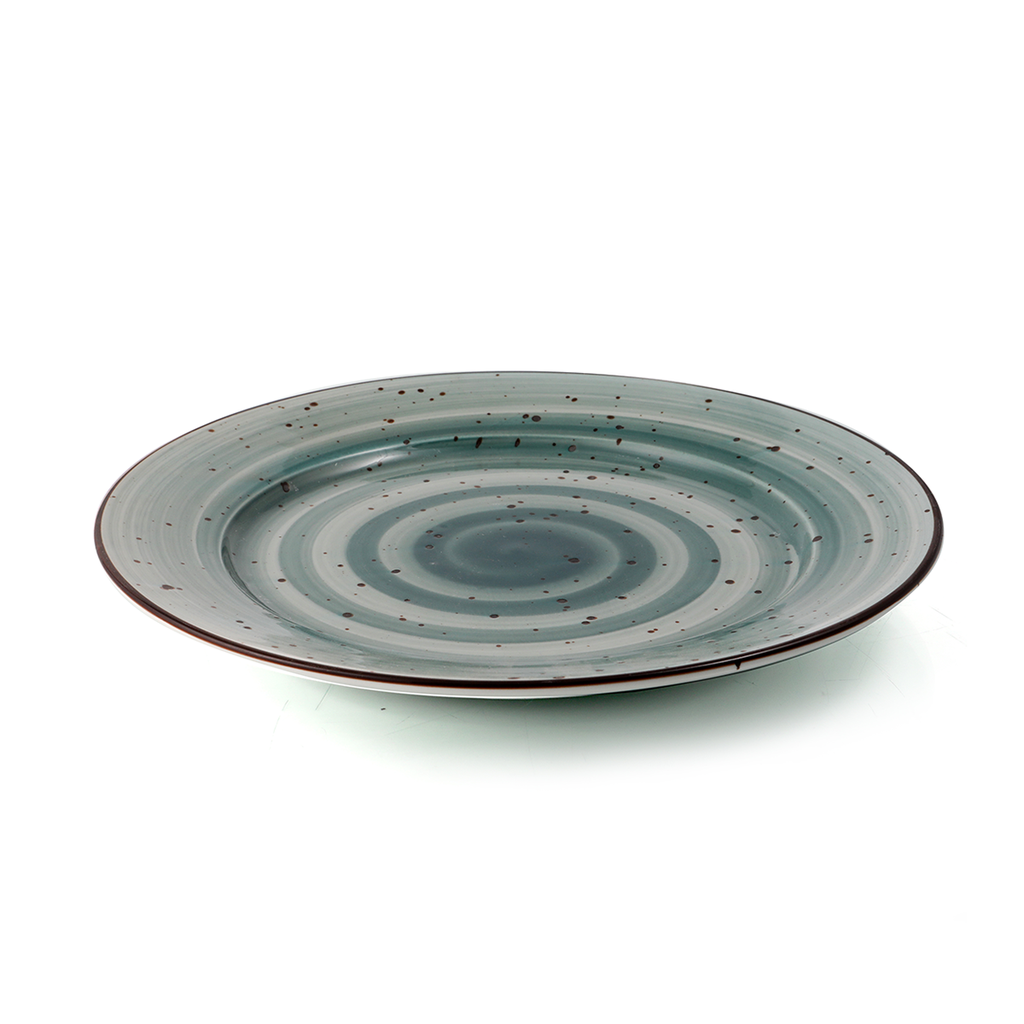 Porceletta Green Color Glazed Porcelain Flat Plate 18 cm / 7"
