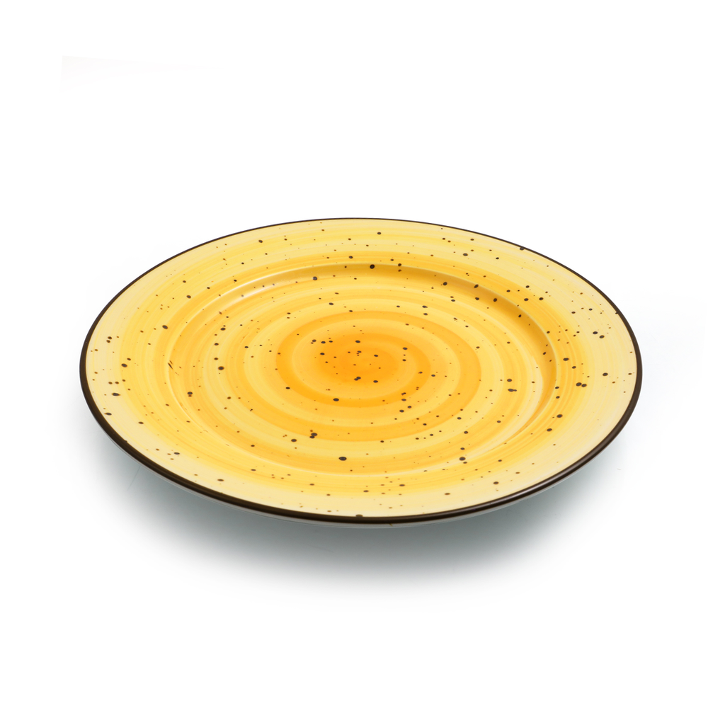 Porceletta Yellow Color Glazed Porcelain Flat Plate 23.5 cm / 9"