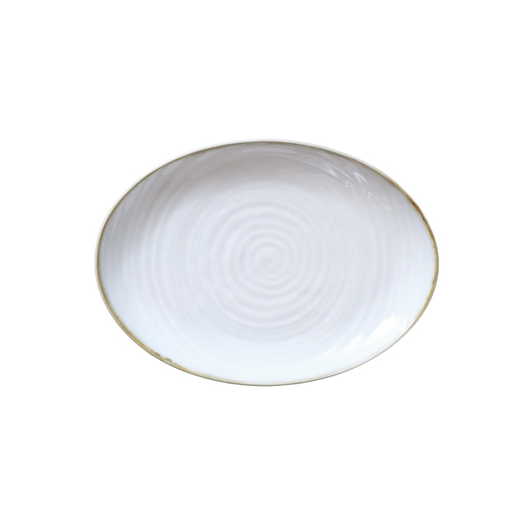 Porceletta Terra Reactive Glaze Porcelain Oval Plate 10"