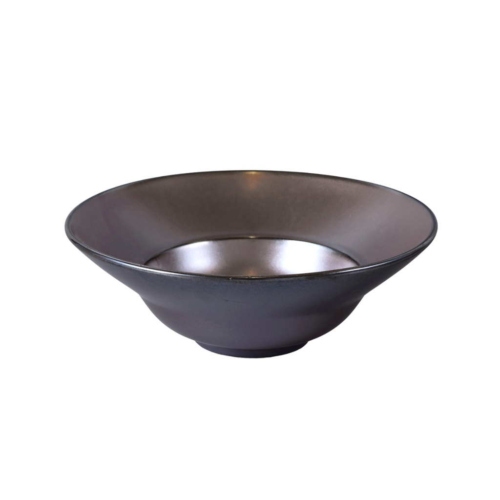 Porceletta Rustic Black Reactive Glaze Porcelain Pasta Soup Plate 23 x 8 cm