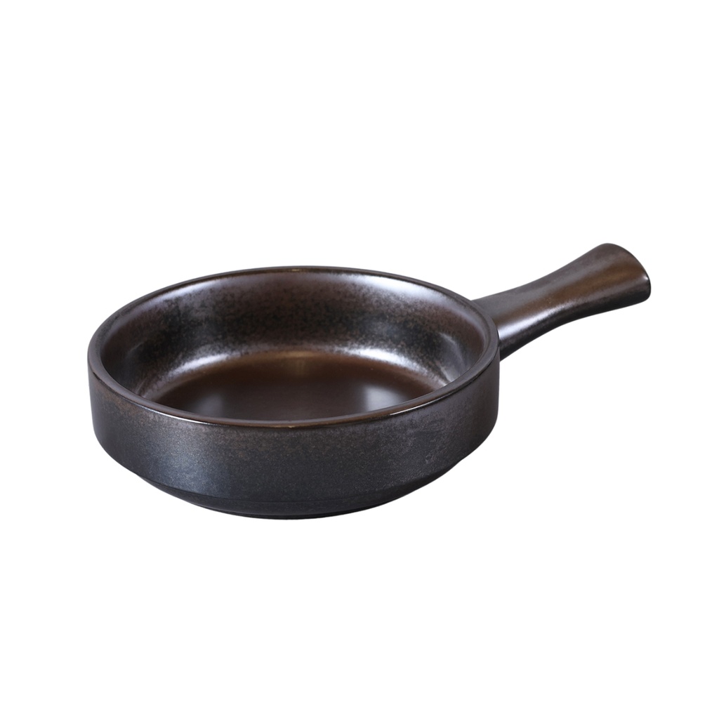 Porceletta Rustic Black Reactive Glaze Porcelain Pan 8.5" x 6"