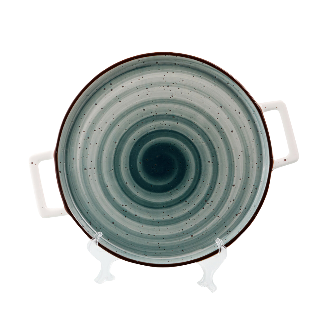 Porceletta Green Color Glazed Porcelain Pizza Plate 26 cm / 10"