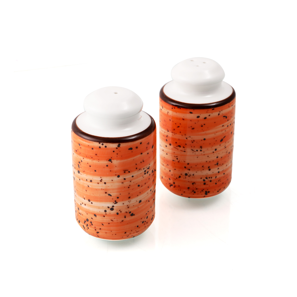 Porceletta Orange Color Glazed Porcelain Salt & Pepper Set