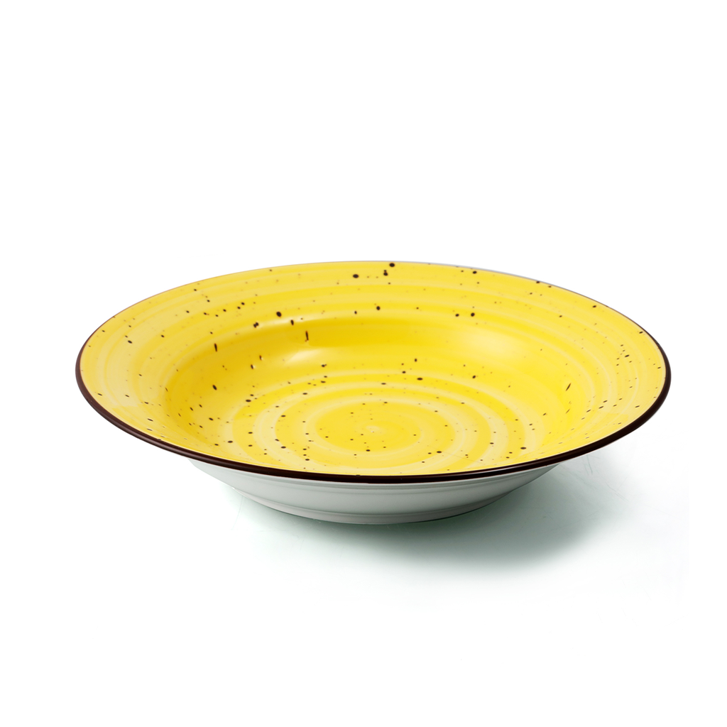 Porceletta Yellow Color Glazed Porcelain Soup Plate 23 cm / 9"