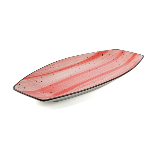 [08-241DR] Porceletta Red Color Glazed Porcelain red Boat Plate 30 cm / 12"