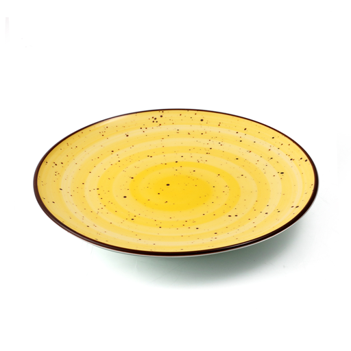 [08-317DY] Porceletta Yellow Color Glazed Porcelain Rimmed Thin Flat Plate 17 cm / 7"