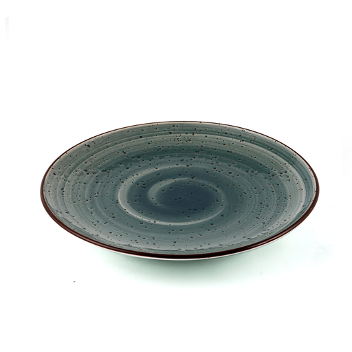 [08-319DG] Porceletta Green Color Glazed Porcelain Rimmed Thin Flat Plate 10"