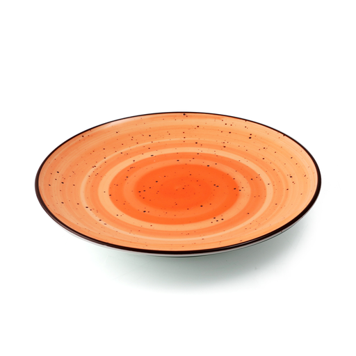 [08-319DO] Porceletta Orange Color Glazed Porcelain Rimmed Thin Flat Plate 10"