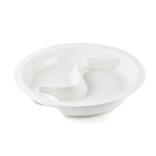 [08-445] Porceletta Ivory Porcelain Insert For Chafing Dish Round with Divider