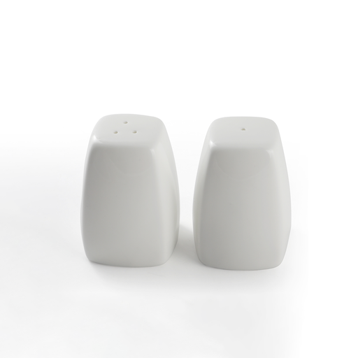 [08-1335] Porceletta Ivory Porcelain Salt Shaker coup shape 5.5X7.5H cm