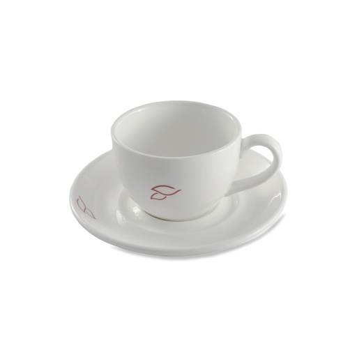 [08-1397L] Porceletta Ivory Porcelain Cup & Saucer 200 ml with 2 Logo