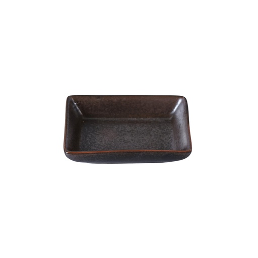 [08-399D3] Porceletta Rustic Black Reactive Glaze Porcelain 3.5" Rectangular Dish