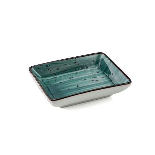 [08-399DG] Porceletta Green Color Glazed Porcelain Rectangular Dish 3.5"